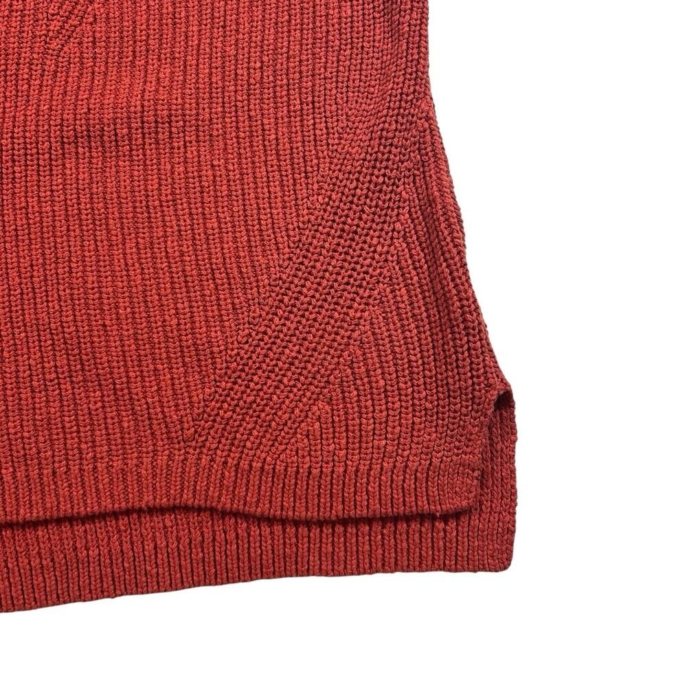 NWT Madewell Sz M Orange Ridgeton Pullover Textured Sweater Cotton Knit V-neck - Picture 4 of 13